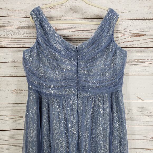 Dessy Collection Vivian Diamond Women's Tulle Lace Off Shoulder Dress Size 26 - Picture 9 of 14